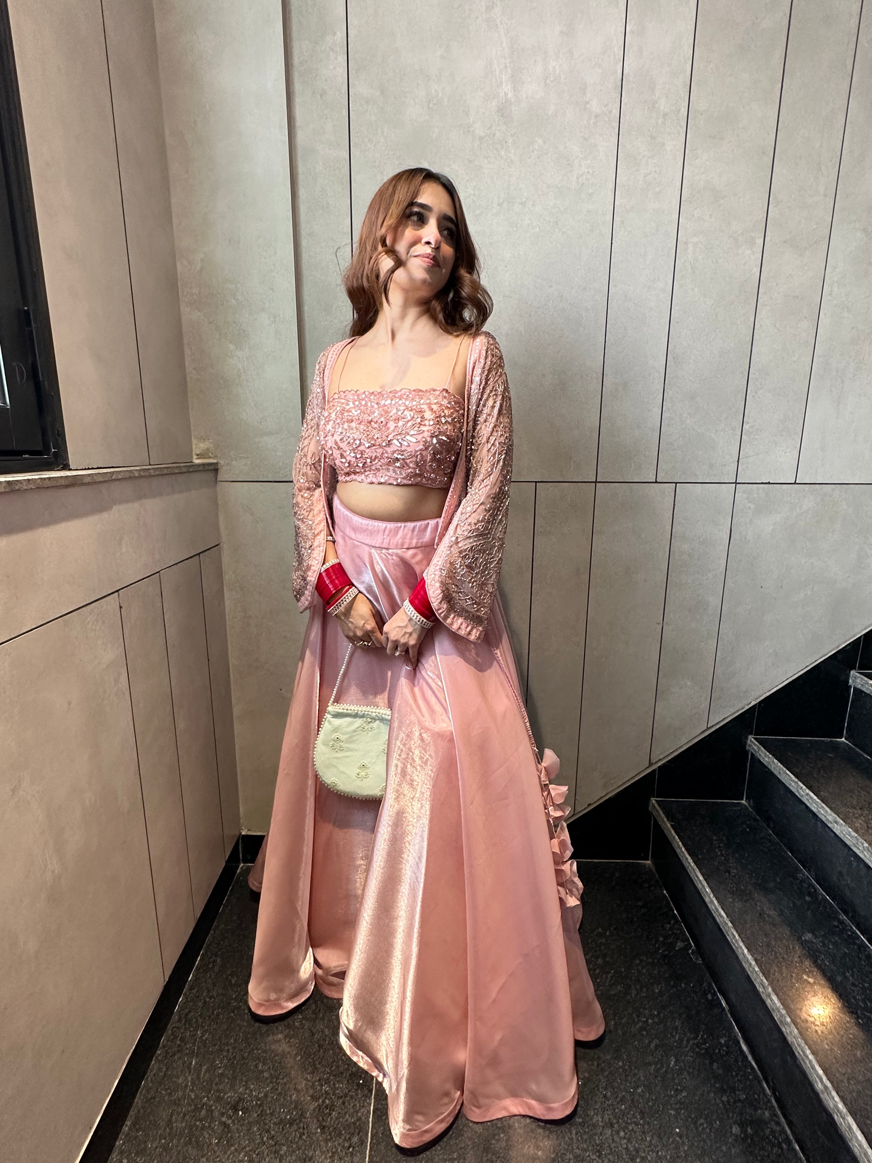 Pink Embroidered Jacket Lehenga